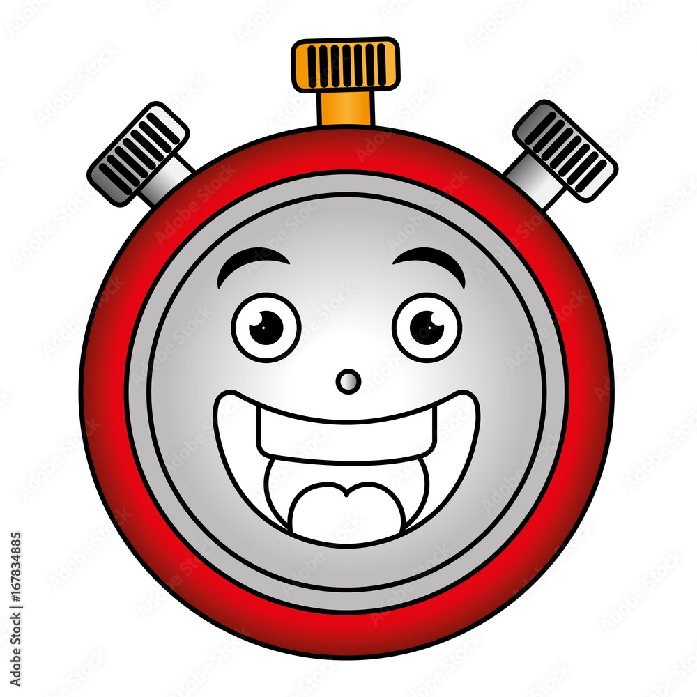 Poster chronometer timer kawaii character vector illustration design