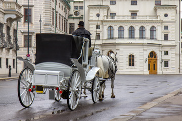 Fototapeta na wymiar Old carriage touristic attraction in Vienna, Austria