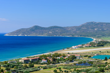 The picturesque coastline of the island of Samos, Greece