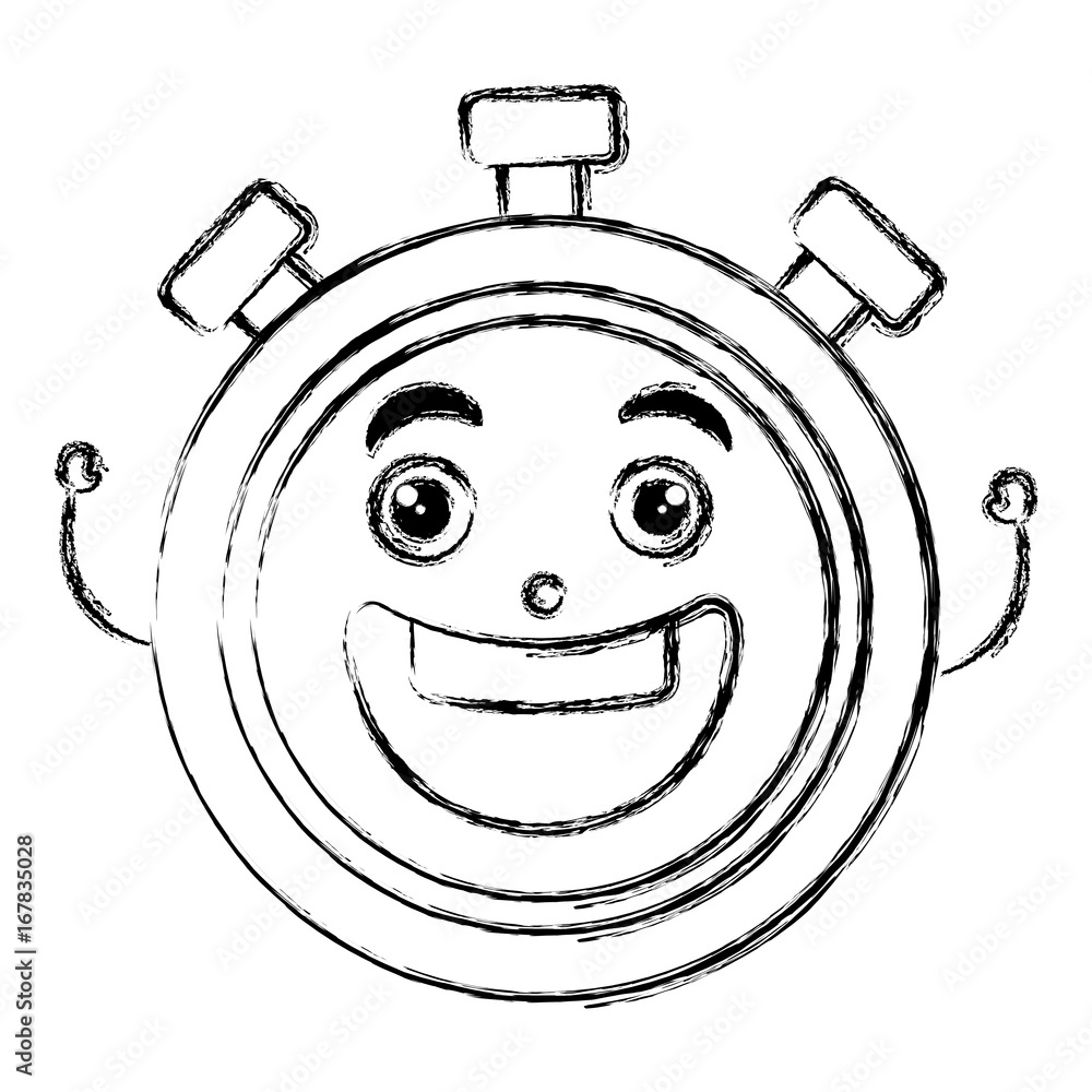 Poster chronometer timer kawaii character vector illustration design