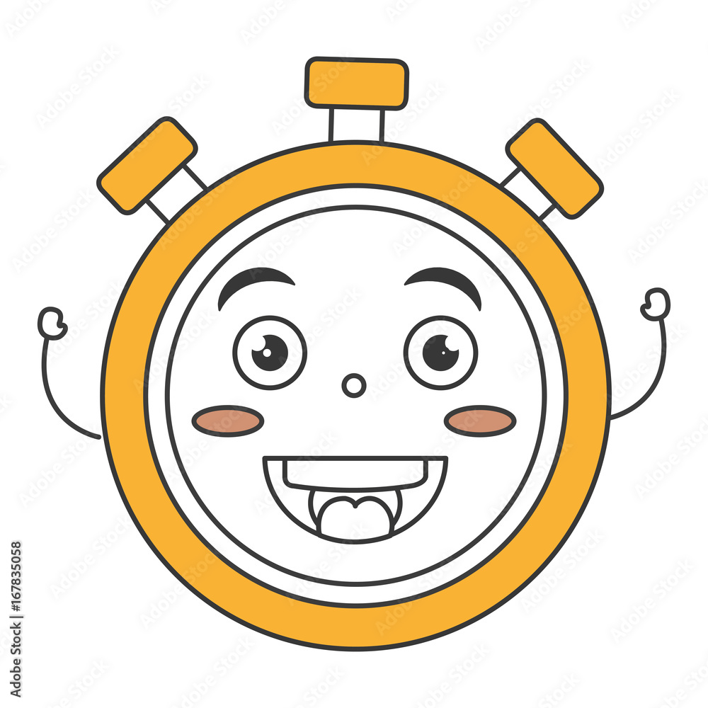 Poster chronometer timer kawaii character vector illustration design