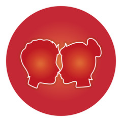 lovers couple profile kissing vector illustration design
