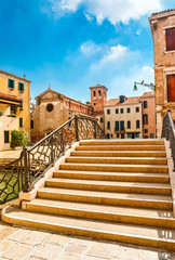 Fototapeta na wymiar Bridge over canal in Venice Italy picturesque landscape