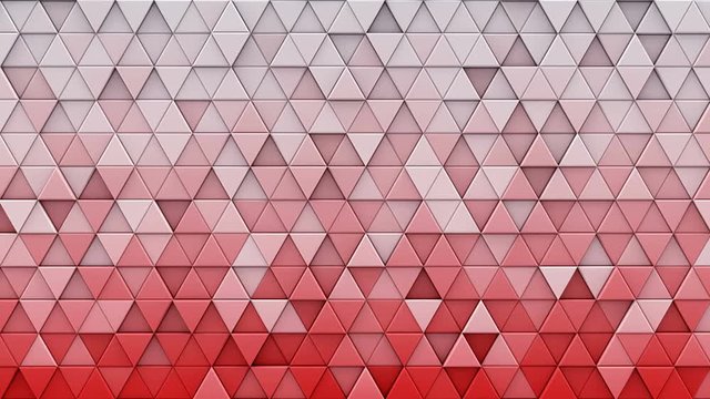 White red gradient triangles extruded. Abstract geometric background. 3D render seamless loop smooth animation. 4k UHD (3840x2160)
