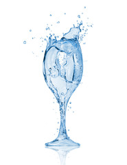 Wineglass made of water splashes. Conceptual image isolated on white background