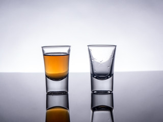 Whisky shot glass with reflections