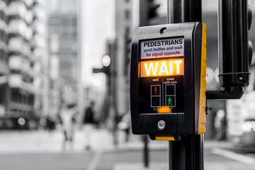 Wait Sign At The Street In Lodon