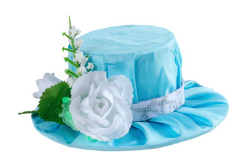 Blue carnival hat for a princess on a white background