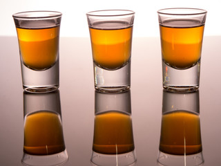 Whisky shot glass with reflections