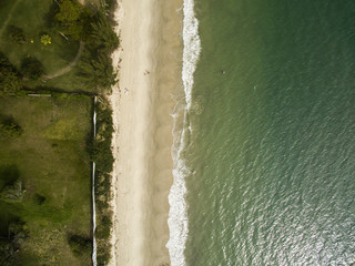 Fototapeta na wymiar Aerial view Cachoeiras Beach in Florianopolis, Brazil. July, 2017.