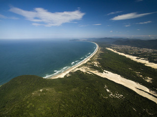 Aerial view Costao do santinho Beach in Florianopolis, Brazil. July, 2017.