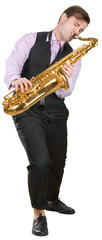 Man playing on a saxophone