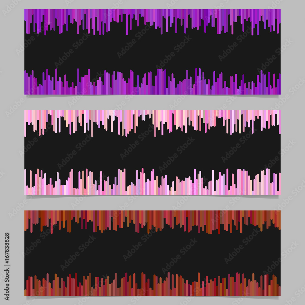 Aufkleber geometrical banner background template design set - horizontal vector graphic from vertical lines