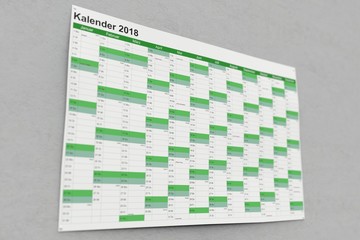Wandkalender 2018 an Wand schräg unten