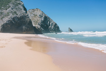 Mountain sea beach landscape