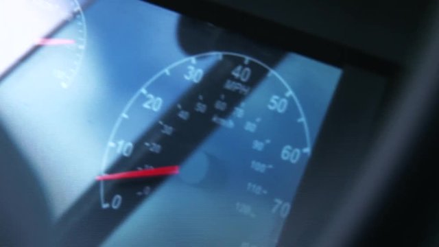 Close up, speedometer in car