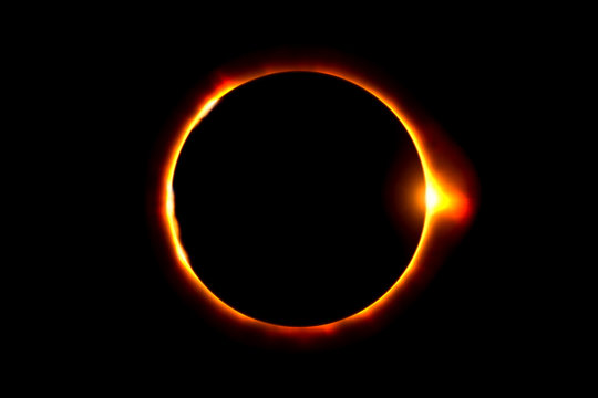 Amazing scientific background - total solar eclipse, mysterious natural phenomenon when Moon passes between planet Earth and Sun