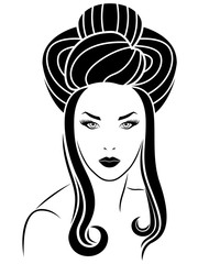 Girl with long hair curls