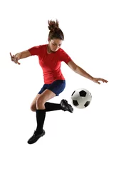 Türaufkleber Female Soccer Player Kicking Ball © R. Gino Santa Maria