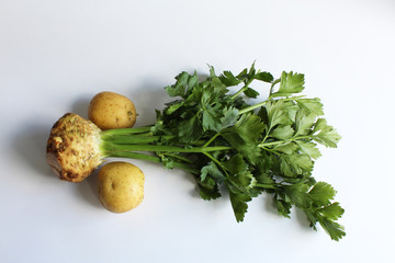 Celery root and two potatoes

