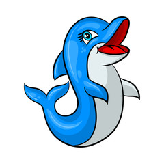 Funny cartoon dolphin
