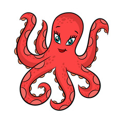 Funny cartoon octopus