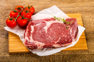 Raw ribeye steak