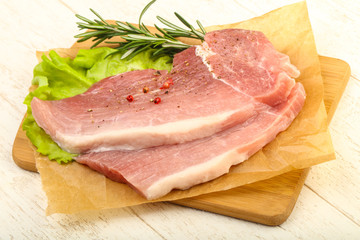 Raw pork steak