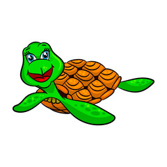 Funny cartoon sea turtles