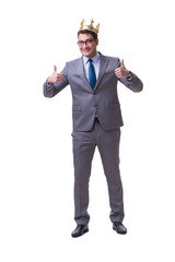 King businessman isolated on white background