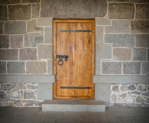 wooden door in the medieval castle
