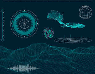 Futuristic HUD interface elements. Vector illustration.