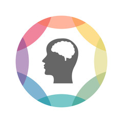 farbiges Icon - Kopf mit Gehirn