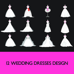 Beautiful wedding dresses vector.