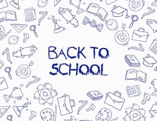 Study seamless pattern with school accessories
