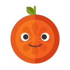 Happy smile emoji. Smiley orange fruit emoji. Vector flat design emoticon icon isolated on white background.
