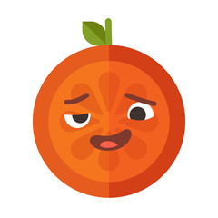 Crazy orange emoji. Crazy orange fruit emoji. Vector flat design emoticon icon isolated on white background.