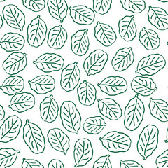 Dark green outline leaves pattern