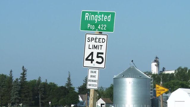 Zoom in, speed limit sign in rural Iowa