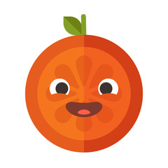 Laugh emoji. Laughing orange fruit emoji. Vector flat design emoticon icon isolated on white background.