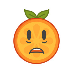 Shock emoji. Smiley orange fruit emoji. Vector flat design emoticon icon isolated on white background.