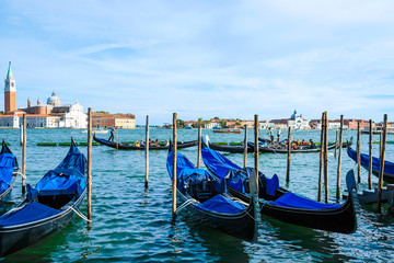 Venice, Italy - July, 28, 2017: gondola on a Channel in Venice, Italy