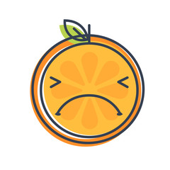 Crying emoji. Crying orange fruit emoji. Vector flat design emoticon icon isolated on white background.