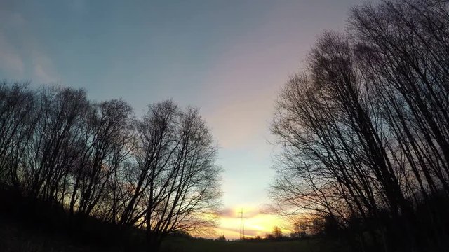 Sunset in early spring, time lapse 4K