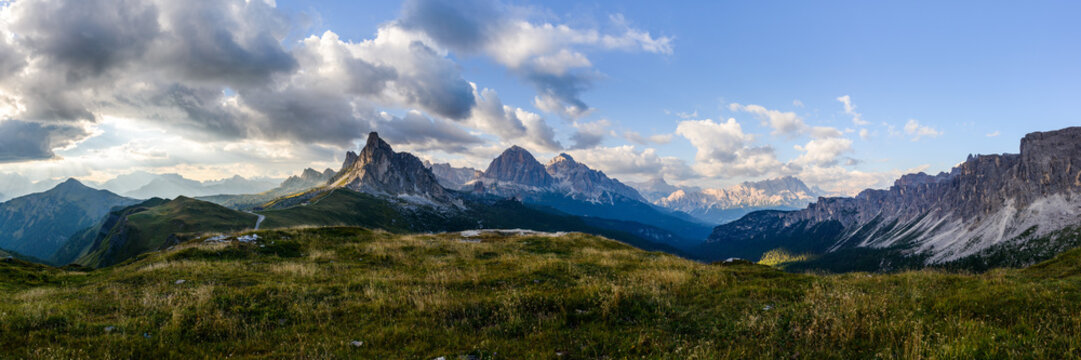 Sunset panorama from Passo di Giau