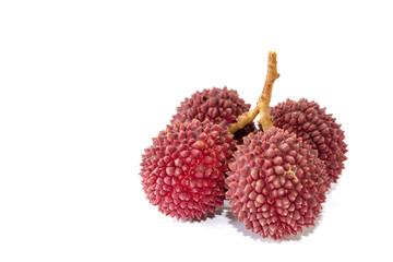 Lychee or Litchi isolated on the white background.