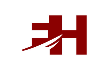 Fototapeta premium EH Red Negative Space Square Swoosh Letter Logo