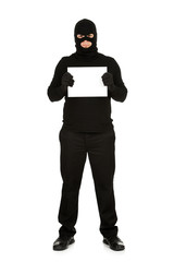 Burglar: Holding a Blank Sign