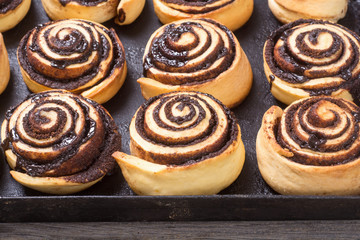 Obraz na płótnie Canvas Freshly baked cinnamon rolls