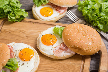 Sandwich with eggs and bacon